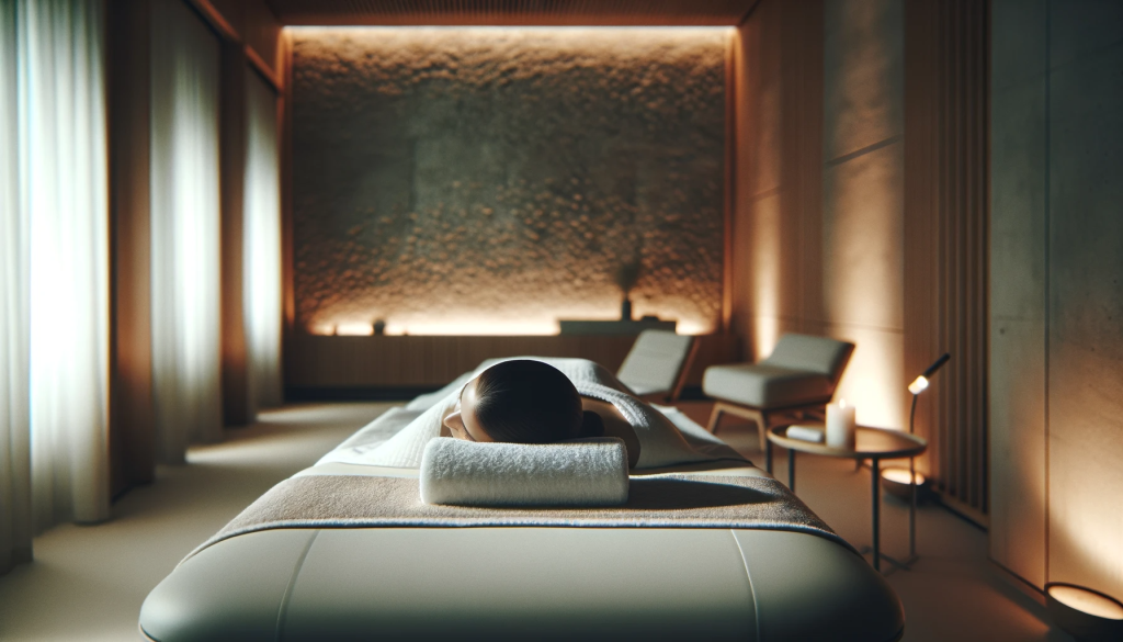 Intérieur raffiné d'un salon de massage dans un hôtel de luxe à Rome, ambiance sereine et relaxante