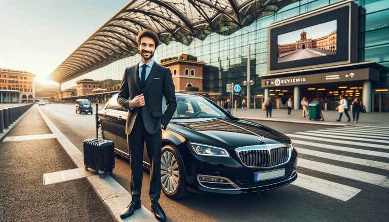 Homme proposant un service de transfert de l'aéroport de Rome au centre-ville