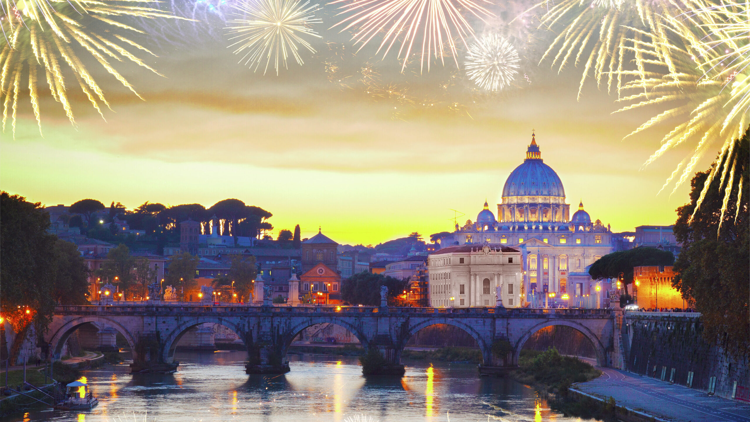 Fuochi d'artificio di Capodanno a Roma. San Silvestro.